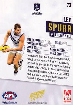 2013 Select Prime AFL #73 Lee Spurr Back